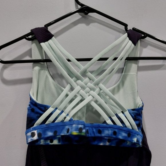 Lululemon Wild Tank Naval Blue Windy Blooms Saphire Blue Multi Sea Mist Size 2 - Picture 4 of 7